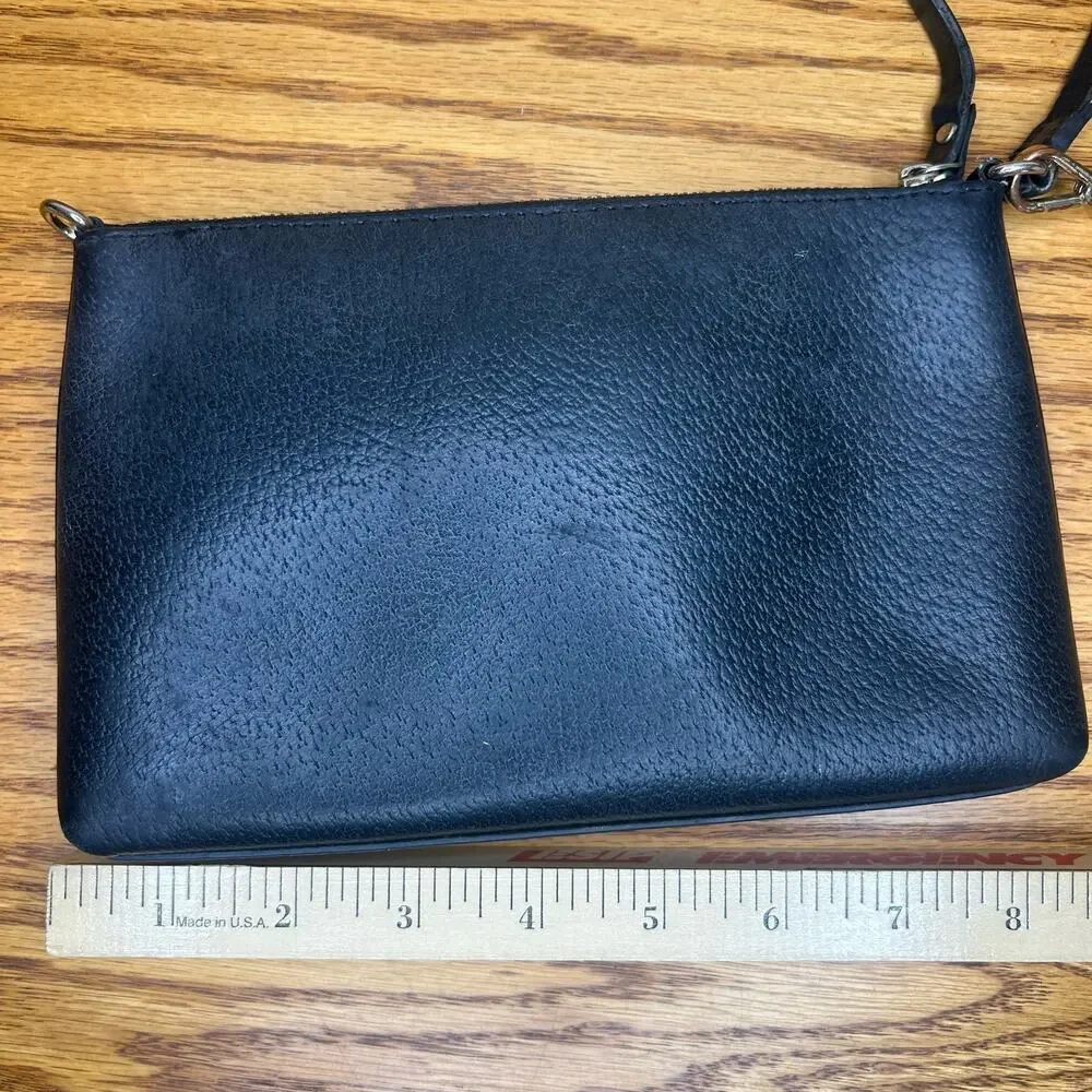 Kate Spade 8 inch black vintage clutch Leather pink interior purse bag satchel